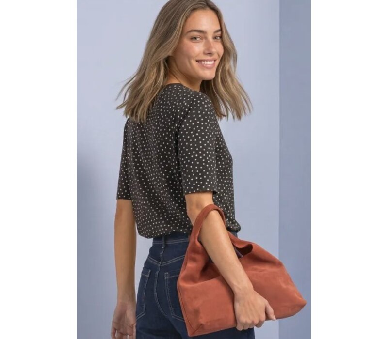 Street One Printed Shirt with Rib Collar Black Coffee