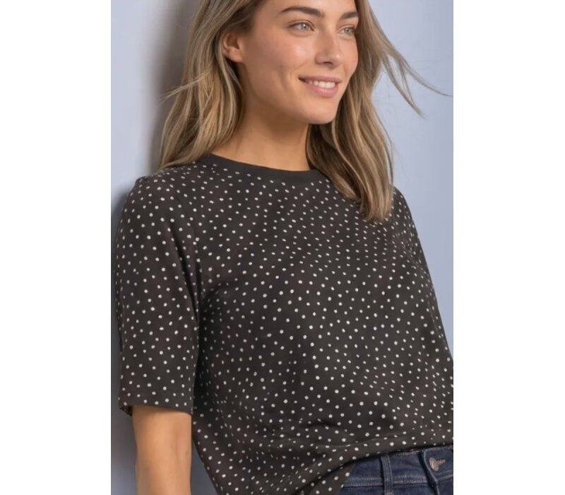Street One Printed Shirt with Rib Collar Black Coffee