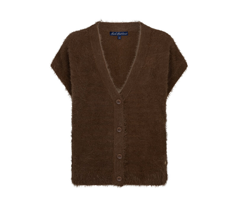 Red Button Sleeveless Fuzzy Praline