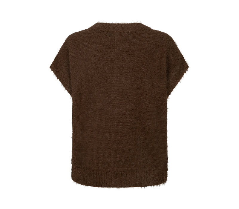 Red Button Sleeveless Fuzzy Praline