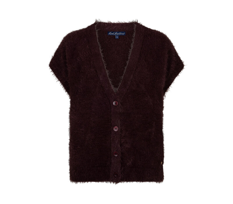 Red Button Sleeveless Fuzzy Burgundy