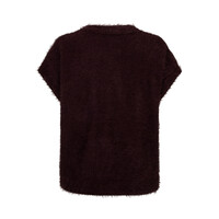 Red Button Sleeveless Fuzzy Burgundy