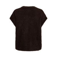 Red Button Sleeveless Fuzzy Espresso