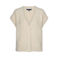 Red Button Sleeveless Fuzzy Cream