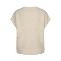 Red Button Sleeveless Fuzzy Cream