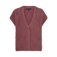 Red Button Sleeveless Fuzzy Mauve