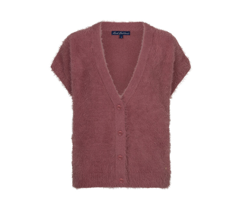 Red Button Sleeveless Fuzzy Mauve