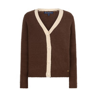 Red Button Cardigan Popcorn Coffee