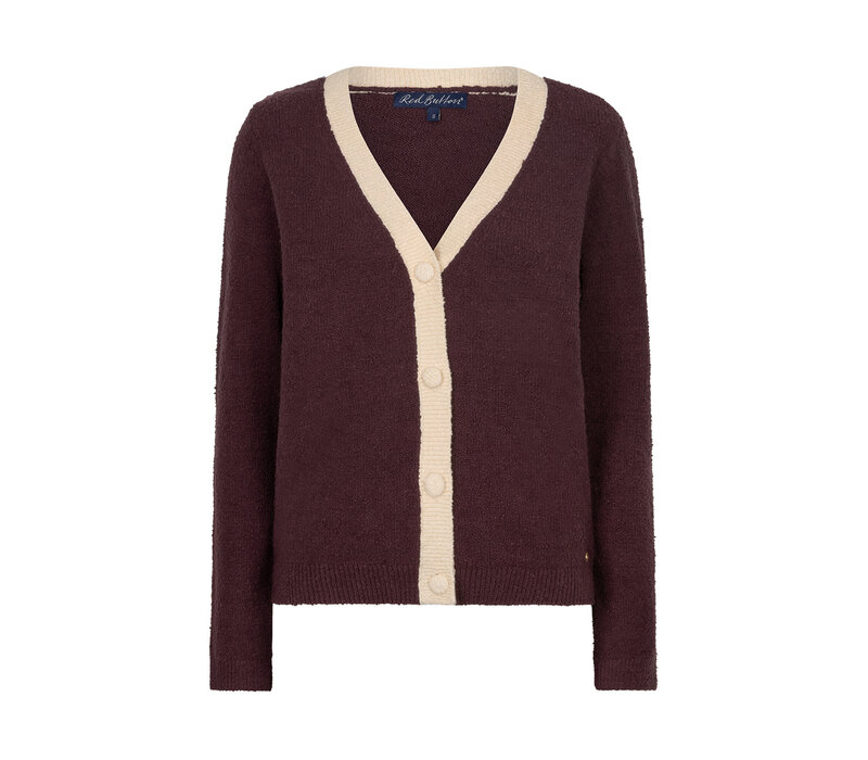 Red Button Cardigan Popcorn Burgundy
