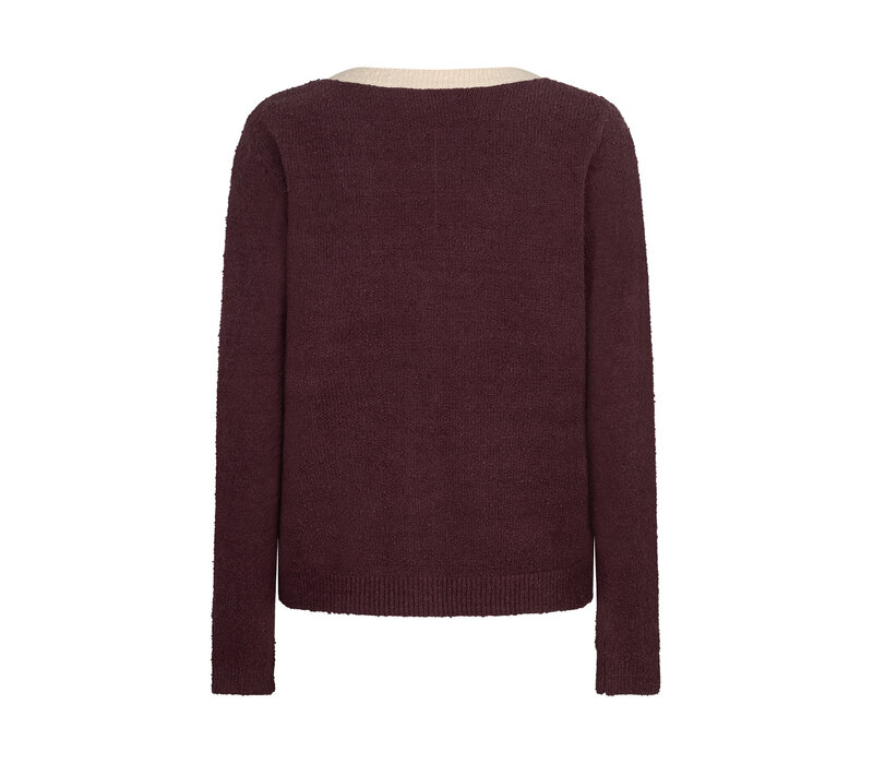 Red Button Cardigan Popcorn Burgundy
