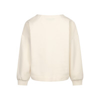 Red Button Terry Sweater Chestprint Ecru Brown