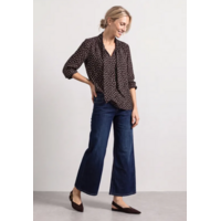 Street One Printed Blouse with Tie Detail Black Coffee