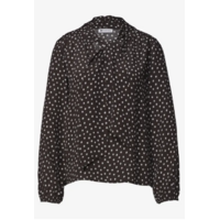Street One Printed Blouse with Tie Detail Black Coffee