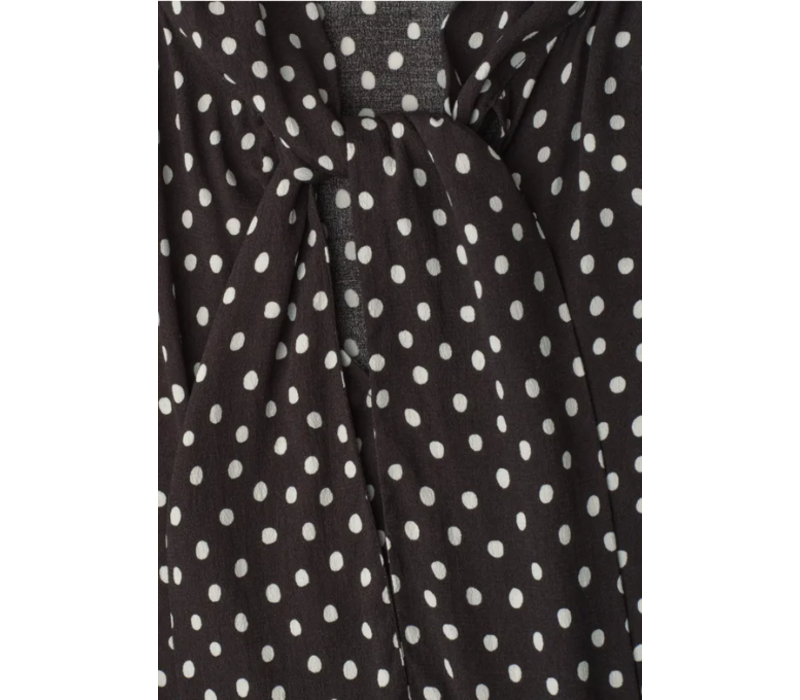 Street One Printed Blouse with Tie Detail Black Coffee