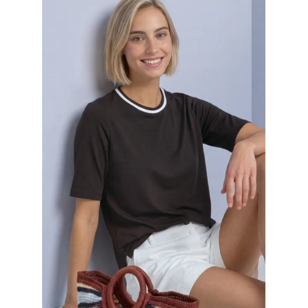 Street One Shirt with Stripe Collar 