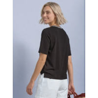 Street One Shirt with Stripe Collar Black Coffee