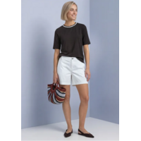 Street One Shirt with Stripe Collar Black Coffee