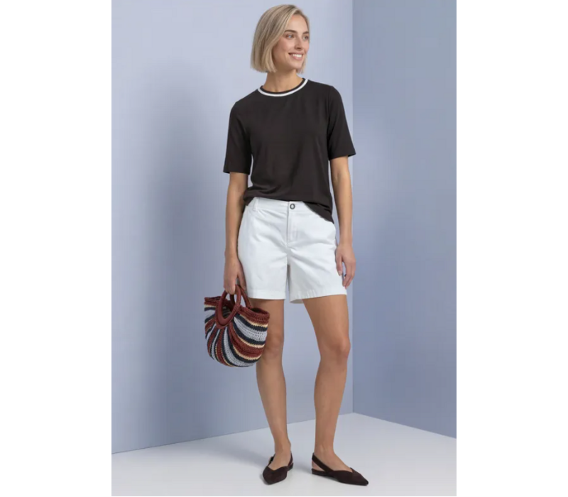 Street One Shirt with Stripe Collar Black Coffee