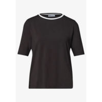 Street One Shirt with Stripe Collar Black Coffee