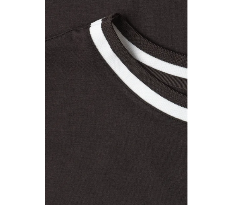 Street One Shirt with Stripe Collar Black Coffee