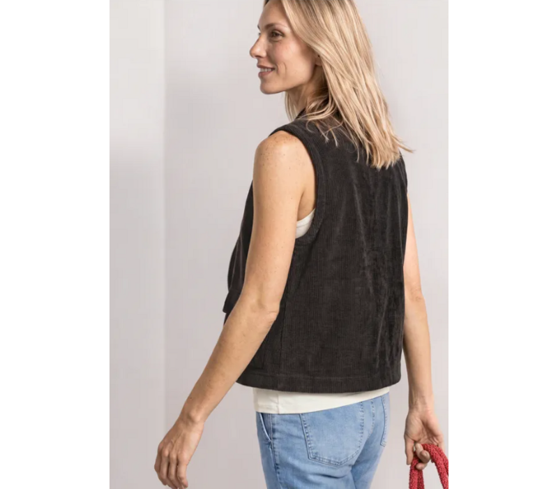 Street One Corduroy Look Vest Black Coffee