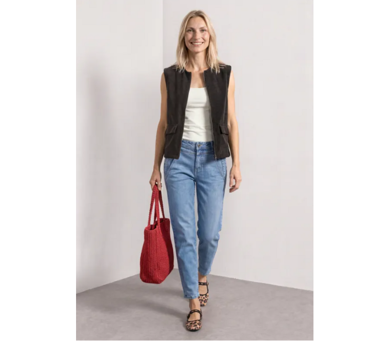 Street One Corduroy Look Vest Black Coffee