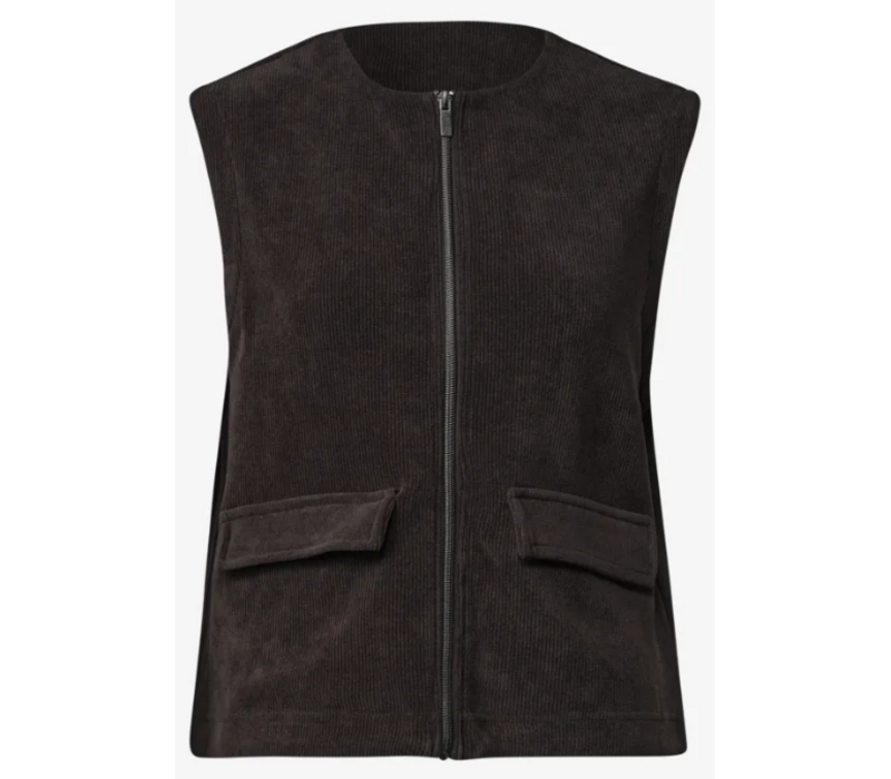 Street One Corduroy Look Vest Black Coffee