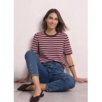 Street One Cosy Sweater With Stripe Rustic Rouge Melange