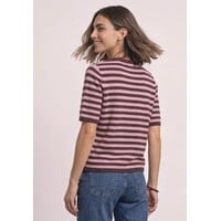 Street One Cosy Sweater With Stripe Rustic Rouge Melange