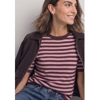 Street One Cosy Sweater With Stripe Rustic Rouge Melange