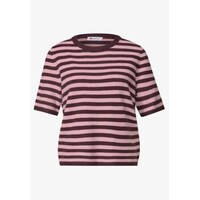 Street One Cosy Sweater With Stripe Rustic Rouge Melange