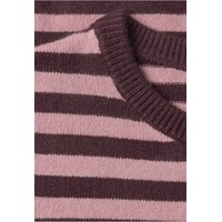 Street One Cosy Sweater With Stripe Rustic Rouge Melange
