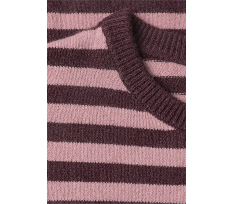 Street One Cosy Sweater With Stripe Rustic Rouge Melange