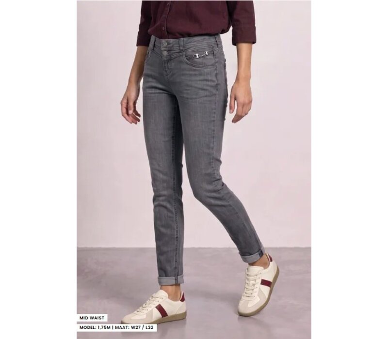 Street One Jane Deco Mid Waist Steel Grey Wash