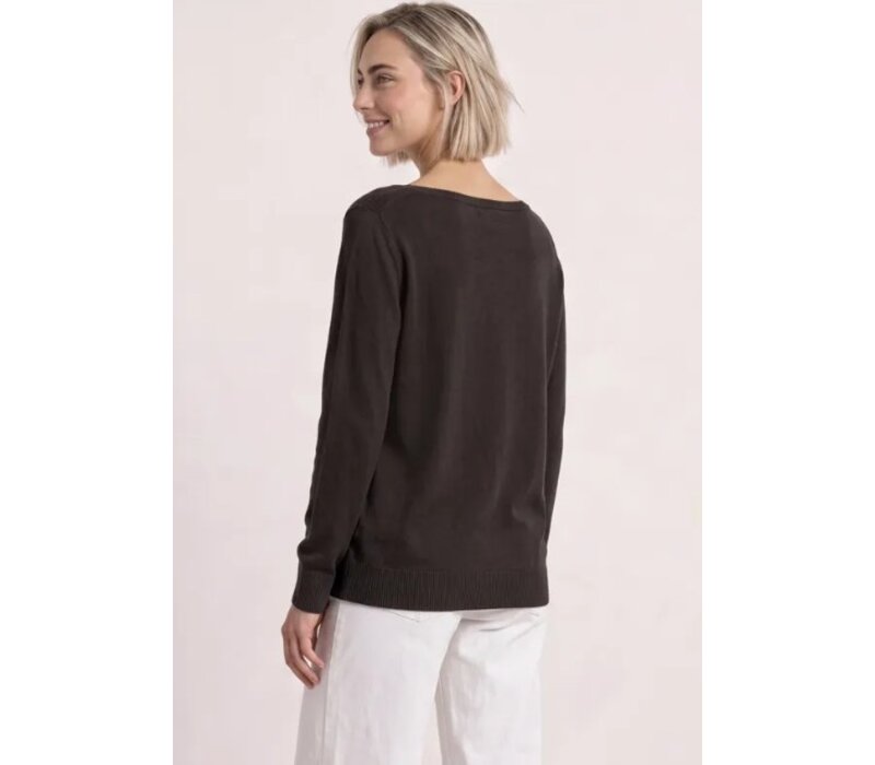 Street One Basic Boothals Sweater Black Coffee