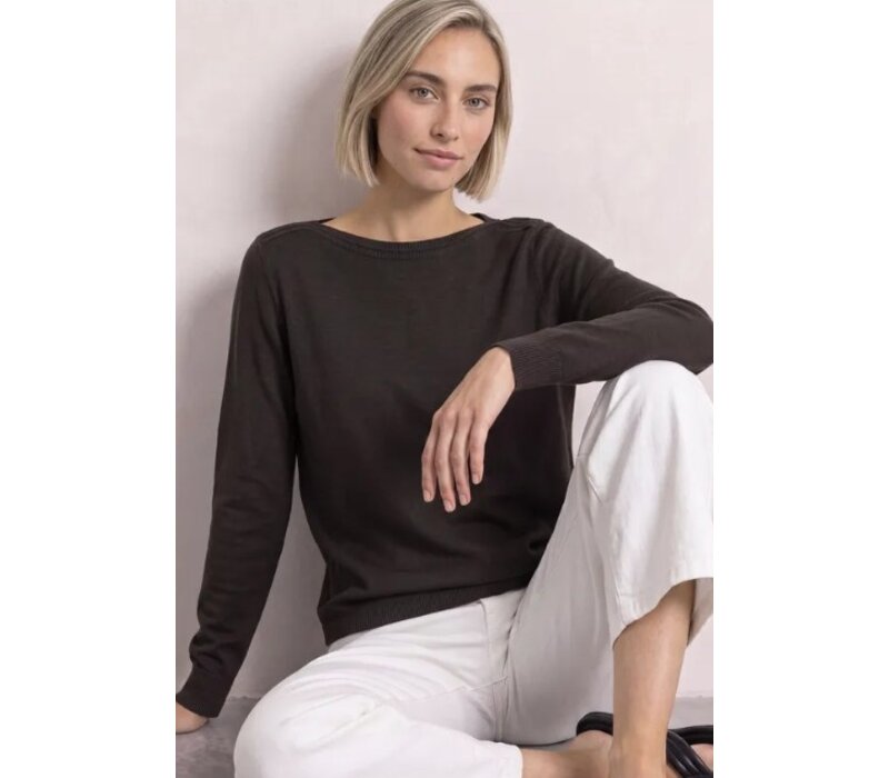 Street One Basic Boothals Sweater Black Coffee