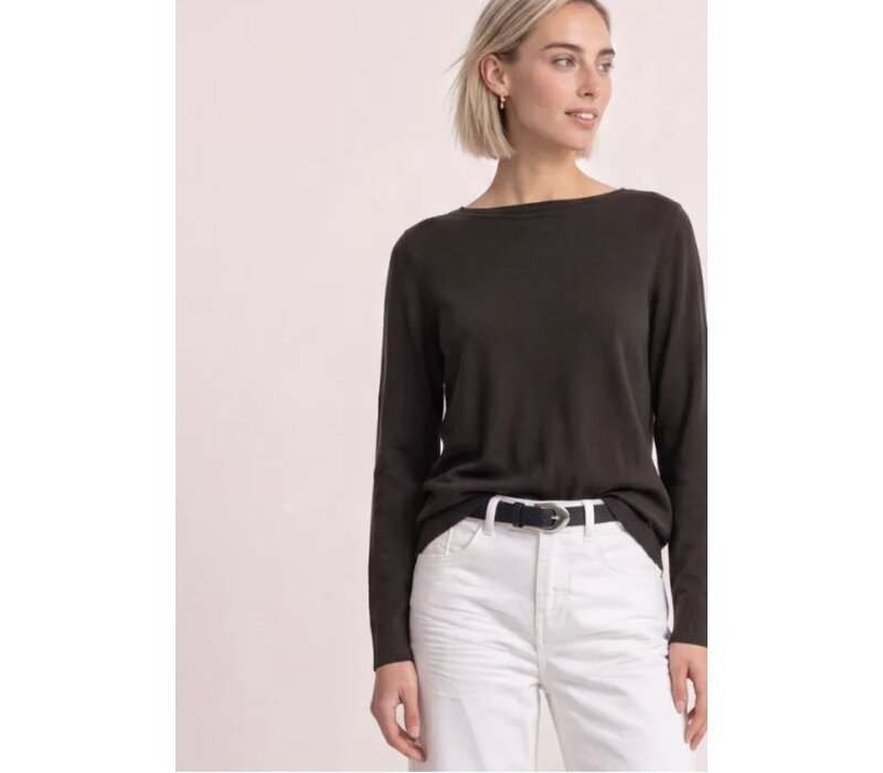 Street One Basic Boothals Sweater Black Coffee
