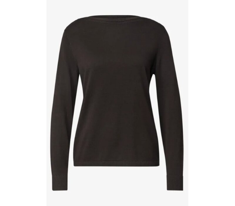Street One Basic Boothals Sweater Black Coffee