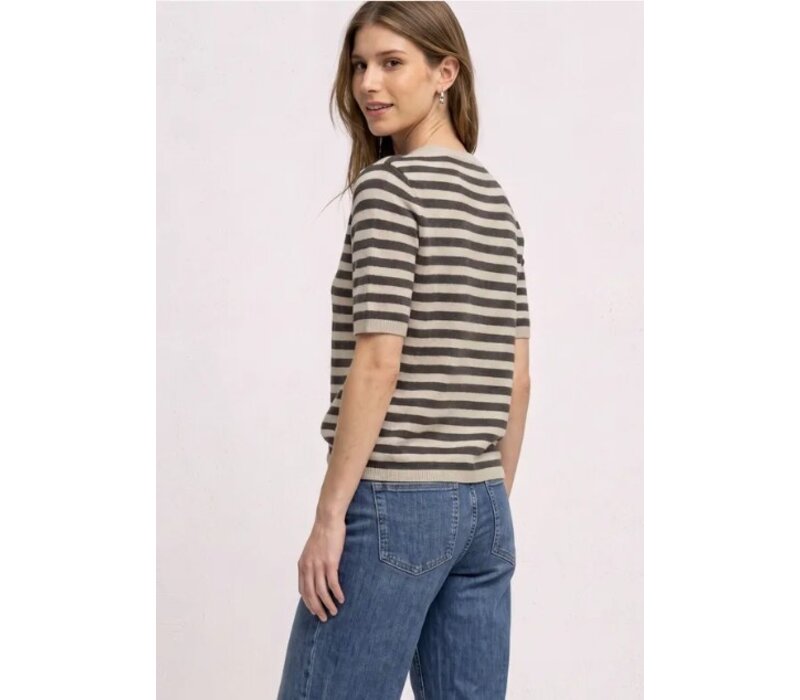 Street One Cosy Sweater With Stripe Clay Sand Melange