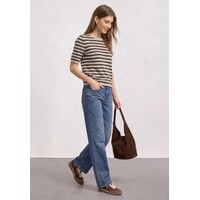Street One Cosy Sweater With Stripe Clay Sand Melange