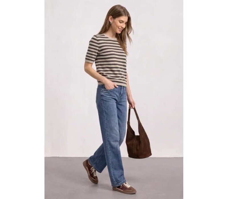 Street One Cosy Sweater With Stripe Clay Sand Melange