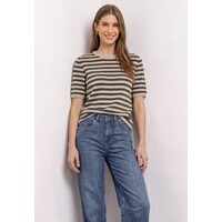 Street One Cosy Sweater With Stripe Clay Sand Melange