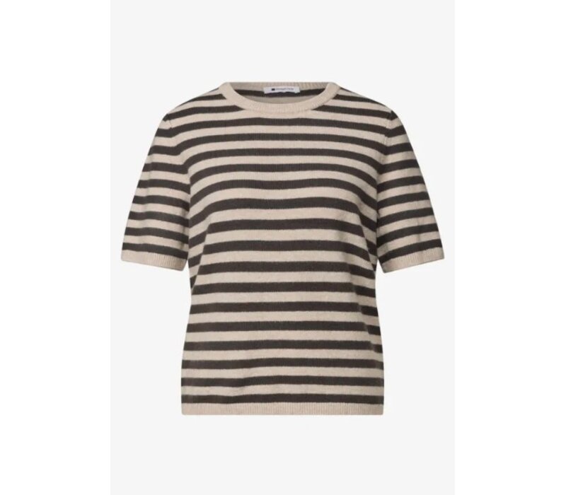 Street One Cosy Sweater With Stripe Clay Sand Melange