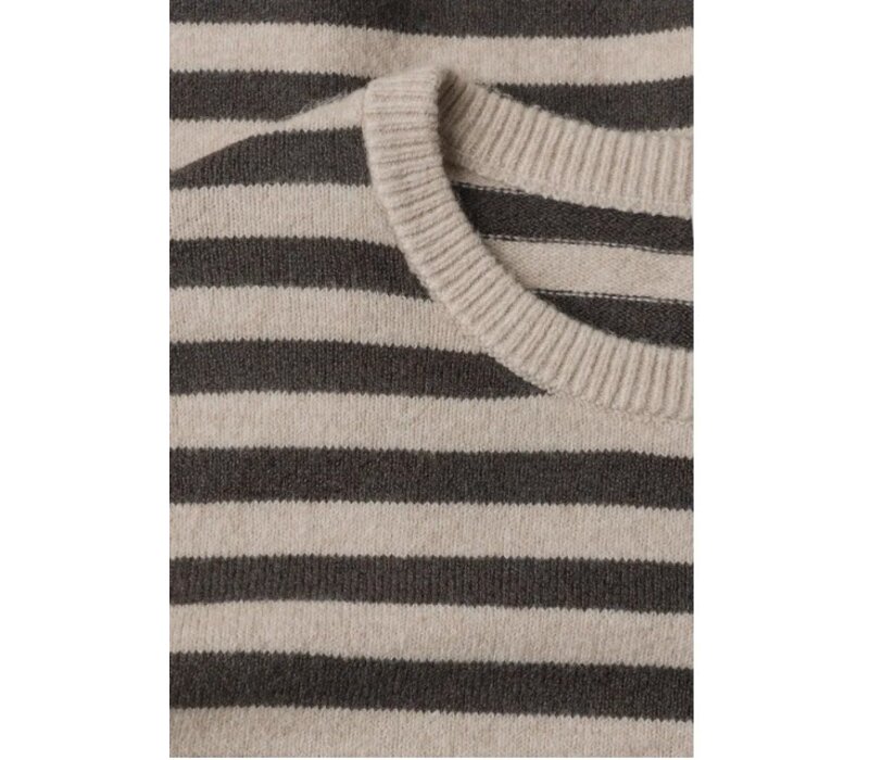 Street One Cosy Sweater With Stripe Clay Sand Melange