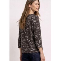 Street One Printed Shirt with Split Neck Black Coffee