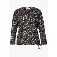 Street One Printed Shirt with Split Neck Black Coffee