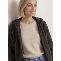 Street One Teddy Jacket with Hoody Black Coffee