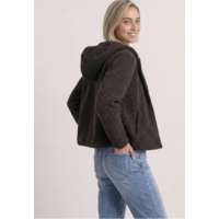Street One Teddy Jacket with Hoody Black Coffee