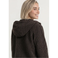 Street One Teddy Jacket with Hoody Black Coffee