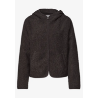 Street One Teddy Jacket with Hoody Black Coffee